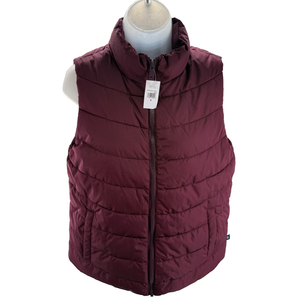 Gap Cold Control Puffer Vest Womens Small Burgundy Water Resistant Full Zip NEW